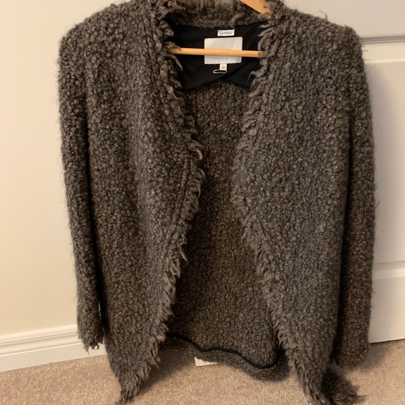 IRO Brown Boucle drape front jacket. - Picture 2 of 8